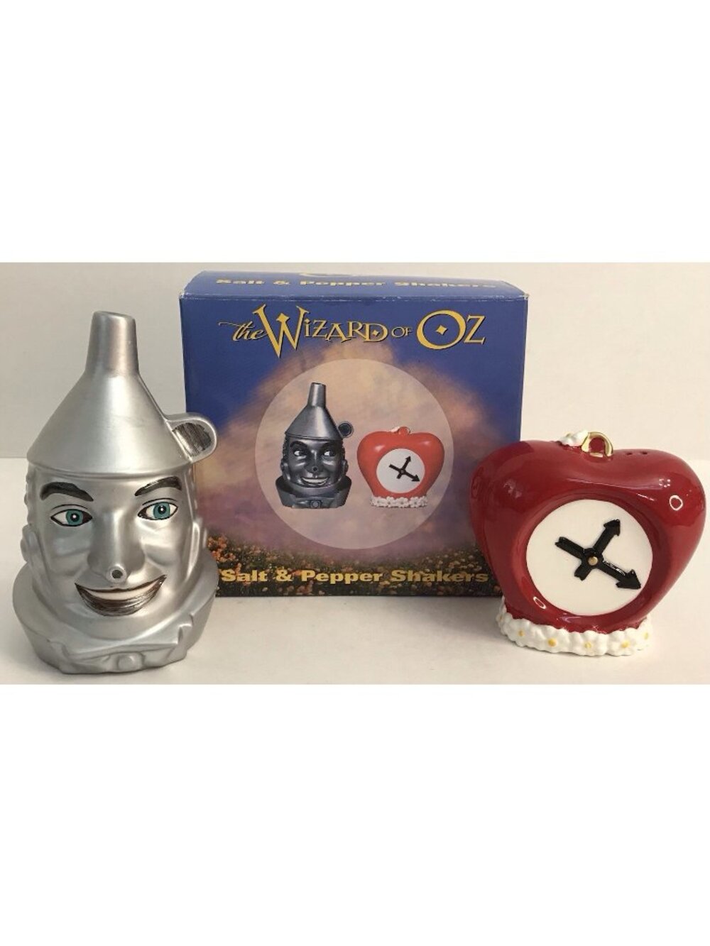 Wizard Of Oz Warner Bros TIN MAN &  HEART SALT & PEPPER SHAKERS Original Box